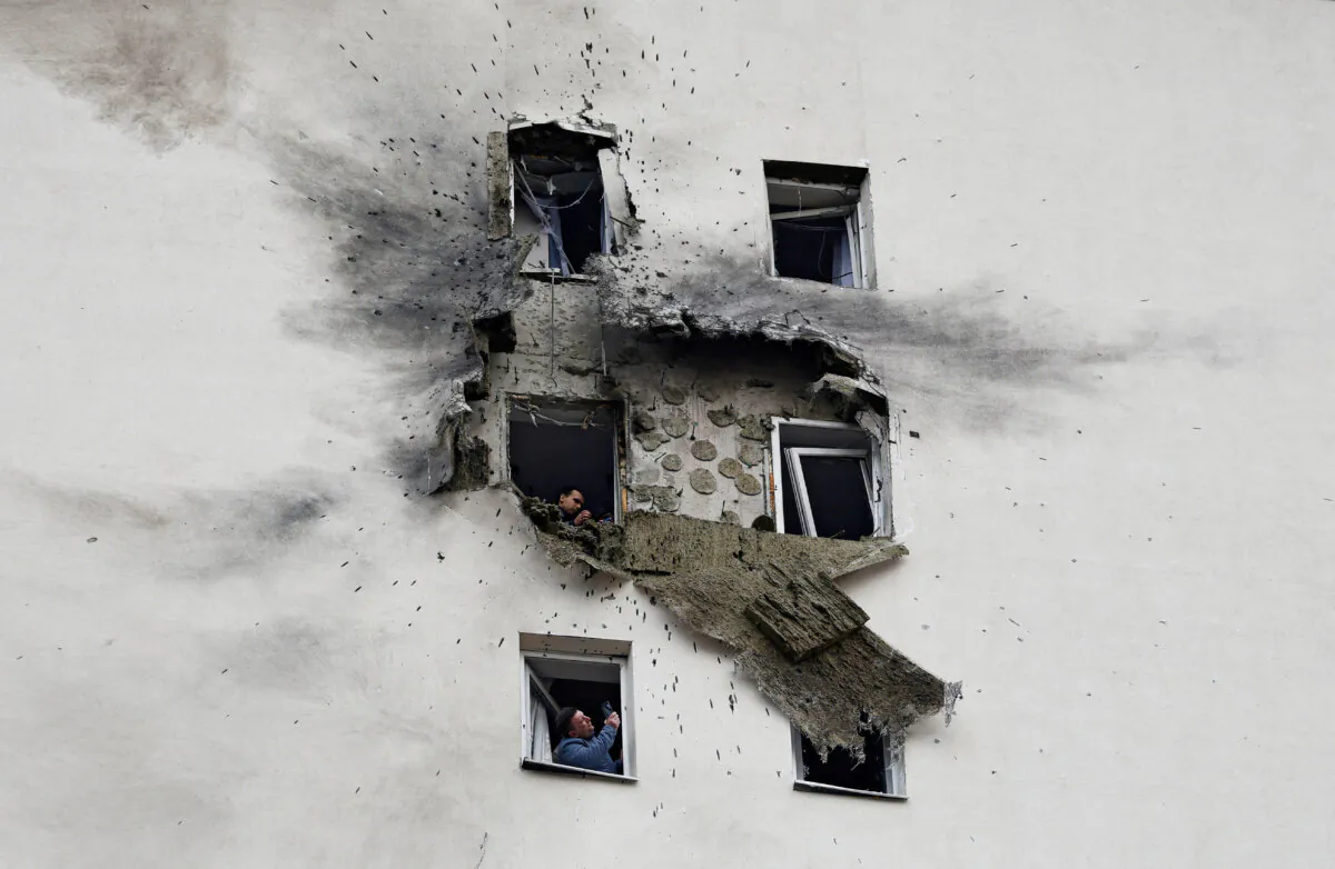 A multi-story residential building damaged in a recent Ukrainian drone attack, according to local authorities, in the course of Russia-Ukraine conflict, in Vidnoye, Moscow Region, Russia Mar. 11, 2025. (Stringer/Reuters)