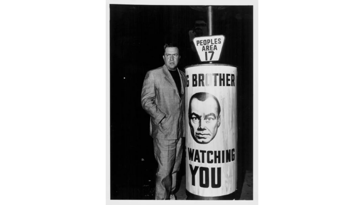 Winston (Edmond O'Brien) tries to escape Big Brother, in the 1956 film "1984." (Columbia Pictures)
