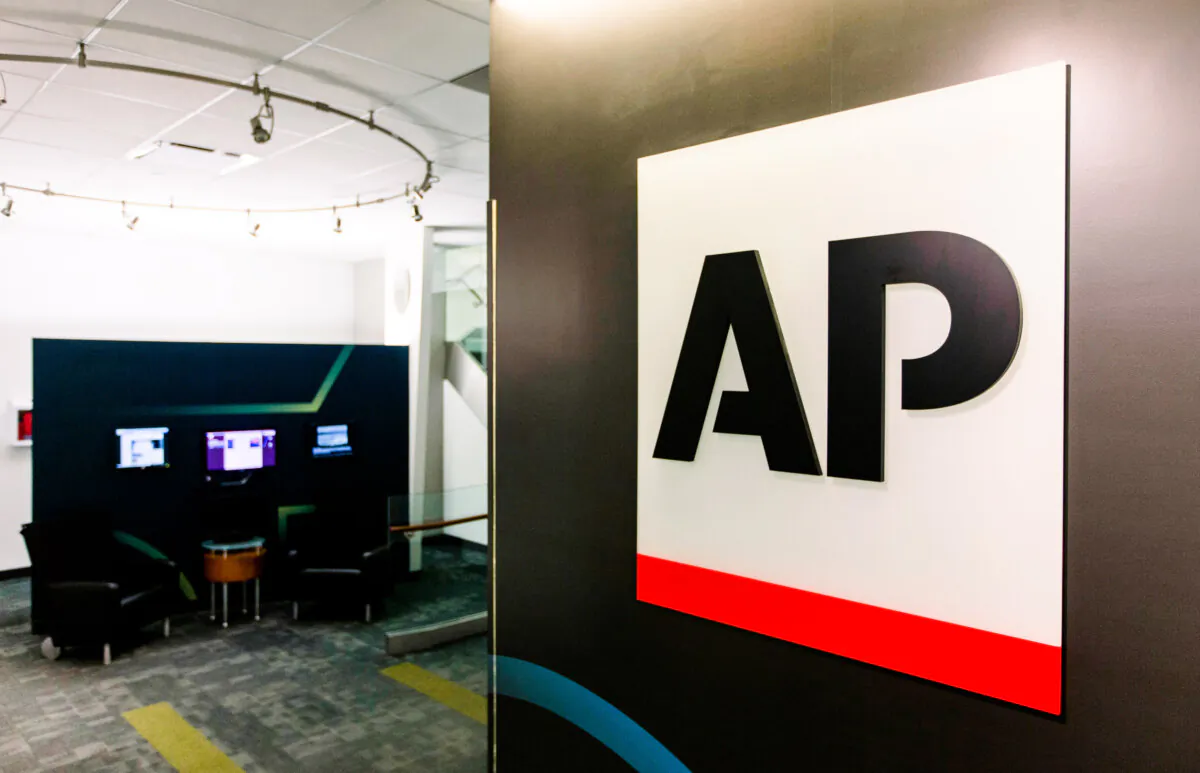 A logo for The Associated Press at its headquarters in New York City on April 26, 2016. (Hiro Komae/AP Photo)