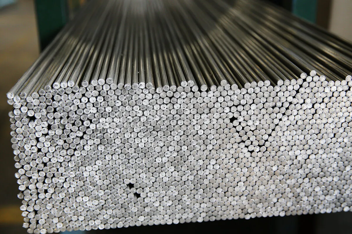 A general view of steel rods at a manufacturing plant in Adelaide, Australia, on Aug. 12, 2013. (Morne de Klerk/Getty Images)