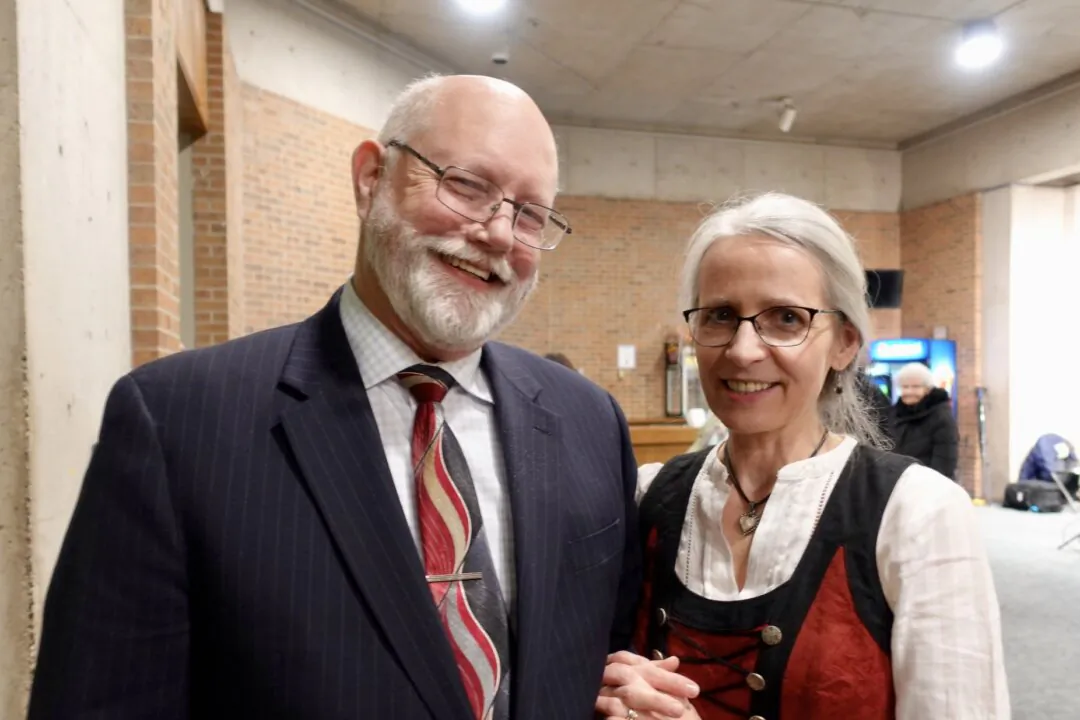 John and Gabriele Spannbauer at the Shen Yun Performing Arts performance at The Oncenter Crouse Hinds Theater in Syracuse, N.Y., on March 12, 2025. (The Epoch Times)