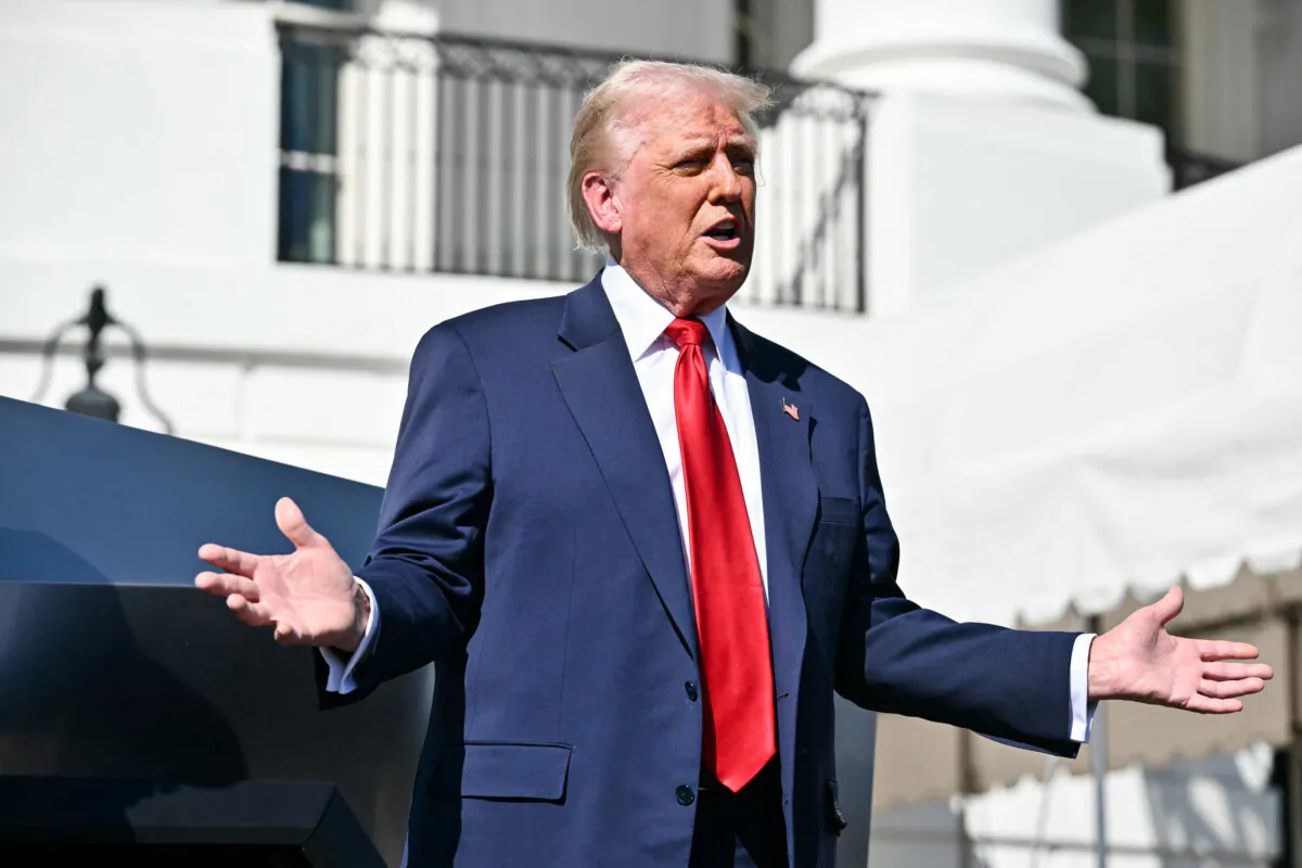 President Donald Trump speaks to the press on the South Portico of the White House in Washington on March 11, 2025. (Mandel Ngan/AFP via Getty Images)