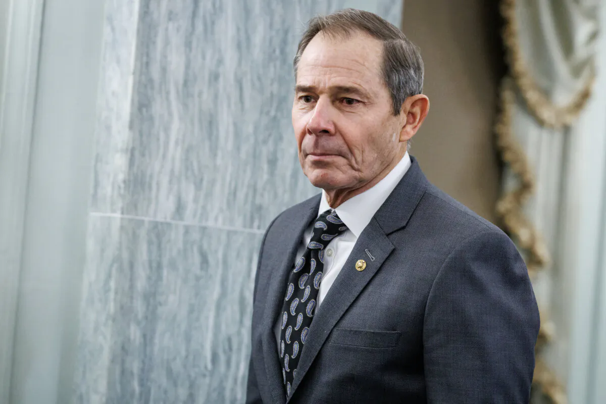 Sen. John Curtis (R-Utah) arrives for a Senate Commerce, Science, and Transportation Committee confirmation hearing on U.S. President-elect Donald Trump's nomination of Sean Duffy for Secretary of Transportation in the Russell Senate Office Building in Washington on Jan. 15, 2025. (Samuel Corum/Getty Images)