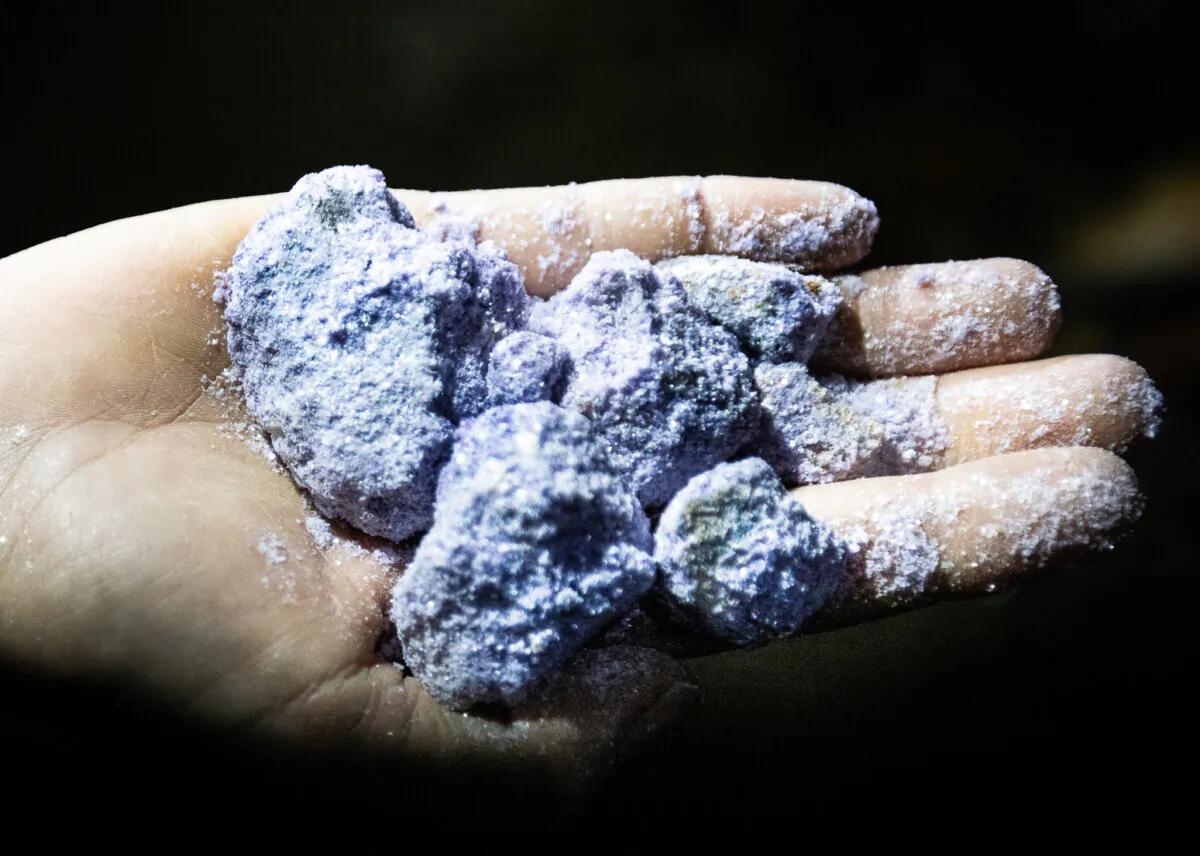 Lithium-rich lepidolite in the Stewart Lithia Mine near Pala, Calif., in this file photo. (John Fredricks/The Epoch Times)