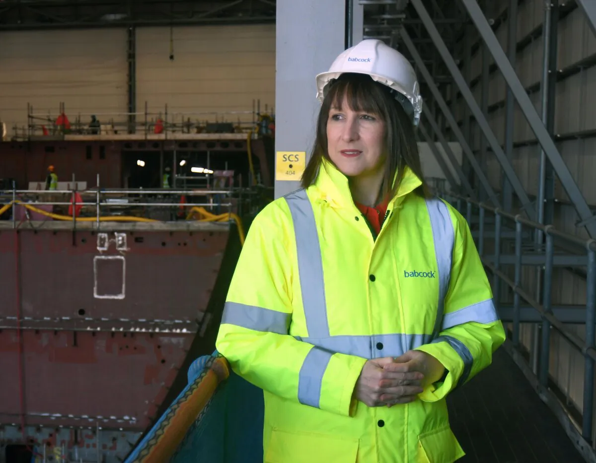 Chancellor Rachel Reeves during a visit to Babcock defence firm in Rosyth, Scotland, on March 14, 2025. (Mike Boyd/PA)