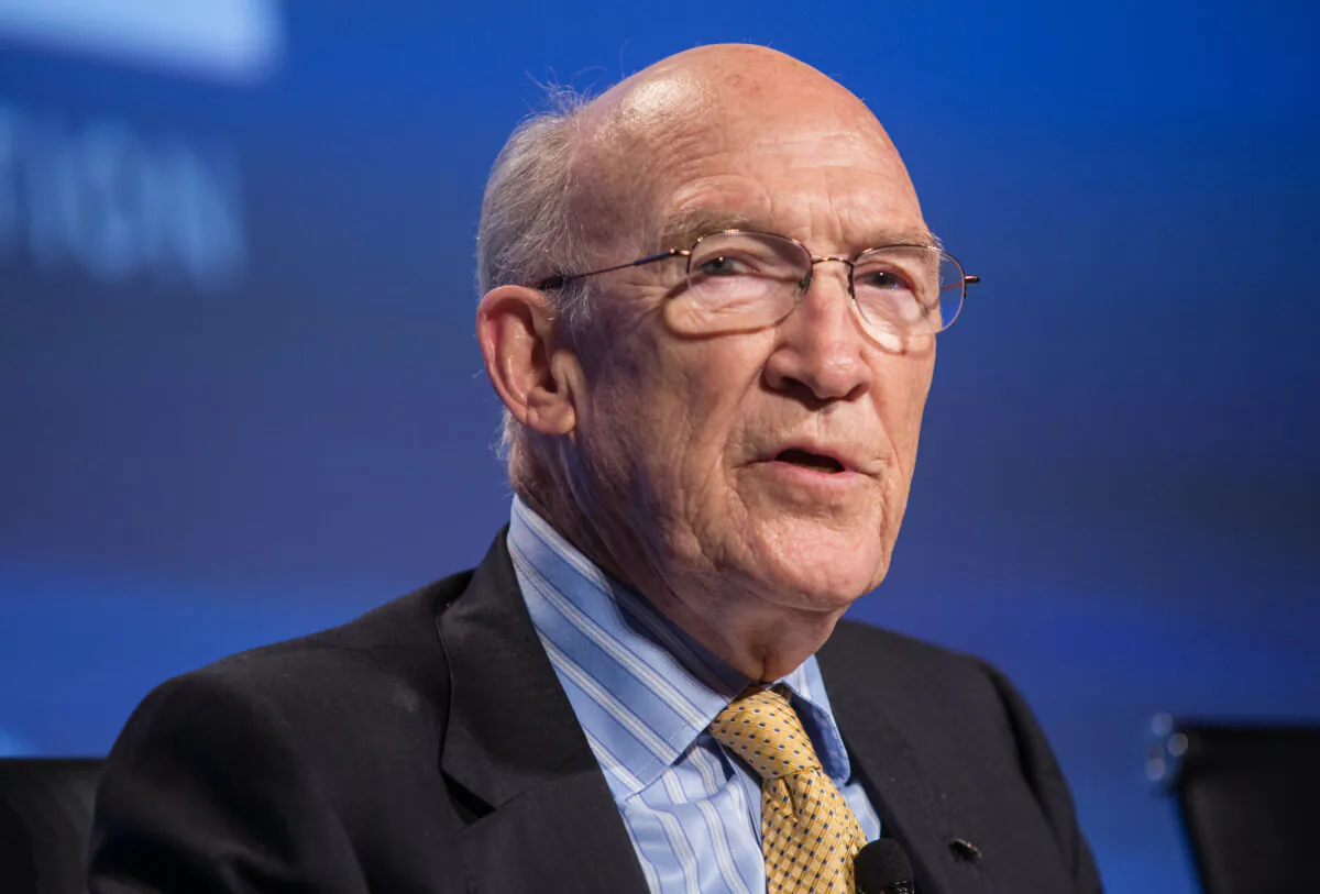 Former U.S. senator Alan K. Simpson, co-chair of the National Commission on Fiscal Responsibility and Reform, speaks at the 2012 Fiscal Summit in Washington on May 15, 2012. (Brendan Hoffman/Getty Images)