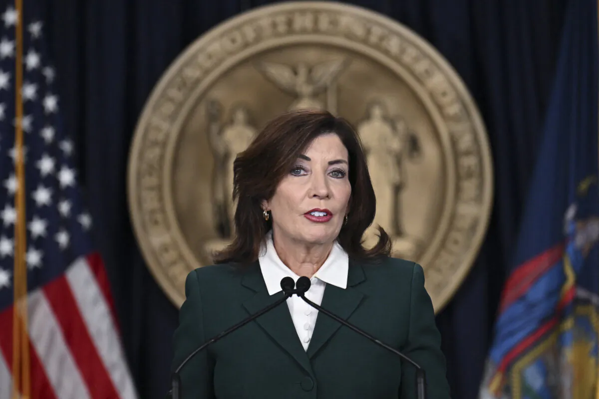 New York Gov. Kathy Hochul speaks during a press conference in New York City on Nov. 14, 2024. (Photo by ANGELA WEISS/AFP via Getty Images)