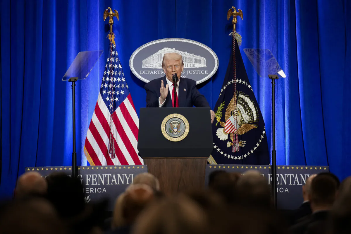 President Donald Trump speaks at the Justice Department in Washington on March 14, 2025. (Andrew Harnik/Getty Images)