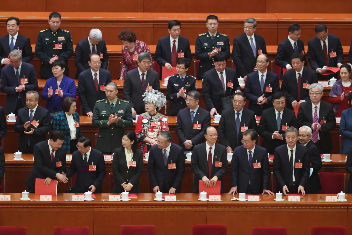 A general view as delegates attend the closing session of the National People's Congress at the Great Hall of the People in Beijing on March 11, 2025. China's annual political gathering, known as the Two Sessions, convenes leaders and lawmakers annually to set the regime's agenda for domestic economic and social development for the year. (Lintao Zhang/Getty Images)