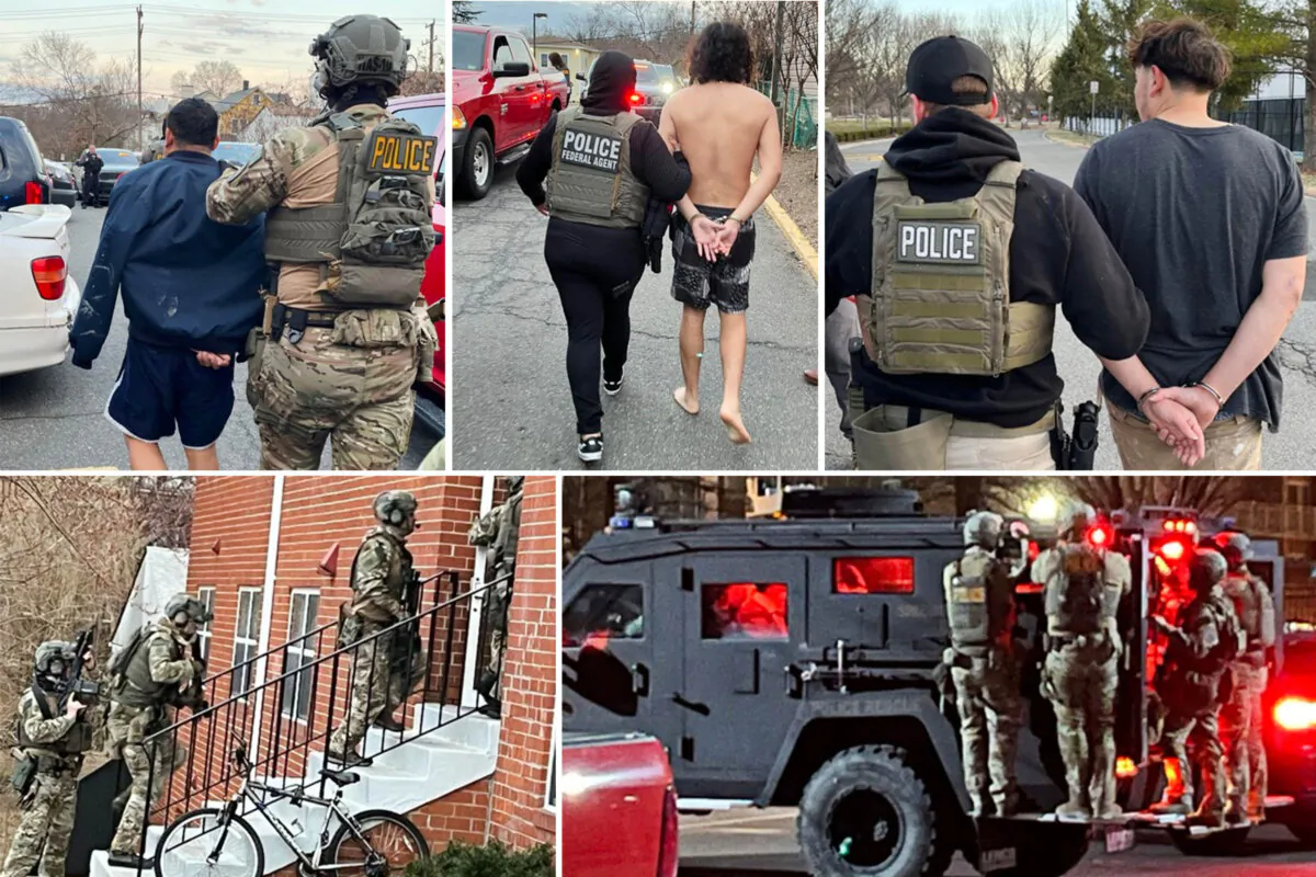 Law enforcement officials arrest illegal immigrants in an operation led by Immigration and Customs Enforcement in northern Virginia from March 1 through March 13, 2025. (ICE)