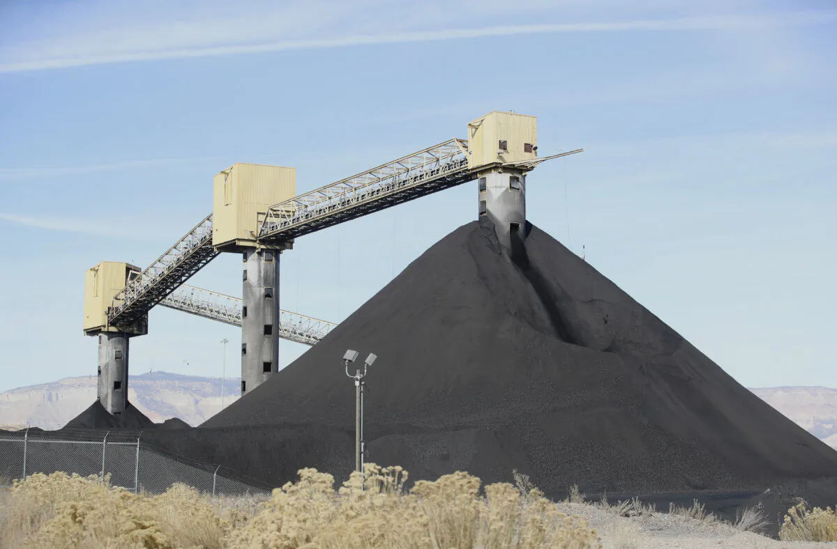 Piles of coal at PacifiCorp's Hunter coal-fired power plant outside of Castle Dale, Utah, on Nov. 14, 2019. (George Frey/AFP via Getty Images)