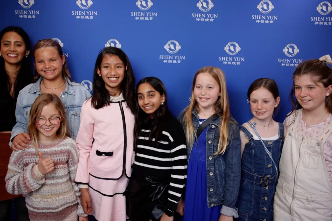 Ann Mendoza Hendrix (L) and her students enjoyed Shen Yun's matinee at the California Center for the Arts on March 16, 2025. (Linda Jiang/The Epoch Times)