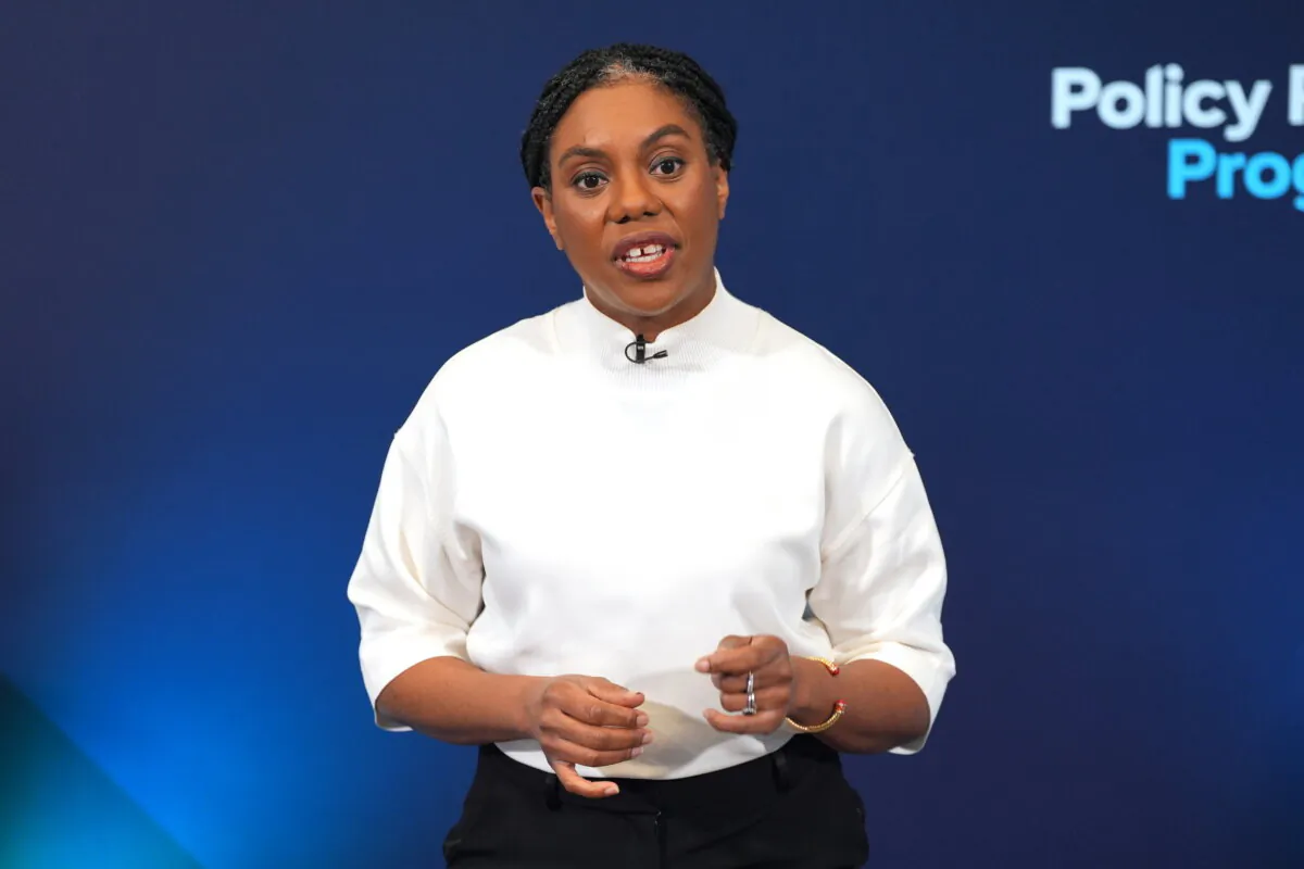 Conservative Party leader Kemi Badenoch at the launch of a "policy renewal process", led by shadow cabinet members, aimed at formulating new policy for the Conservative Party, in central London on March 18, 2025. (Yui Mok/PA)