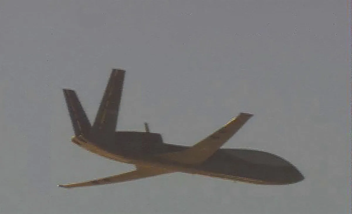 This photograph released by Taiwan Ministry of National Defense taken from a Taiwan Air Force P-3C Orion anti-submarine aircraft, shows a Chinese Cloud Shadow WZ-10 drone near Taiwan on March 17, 2025. (Taiwan Ministry of National Defense via AP)