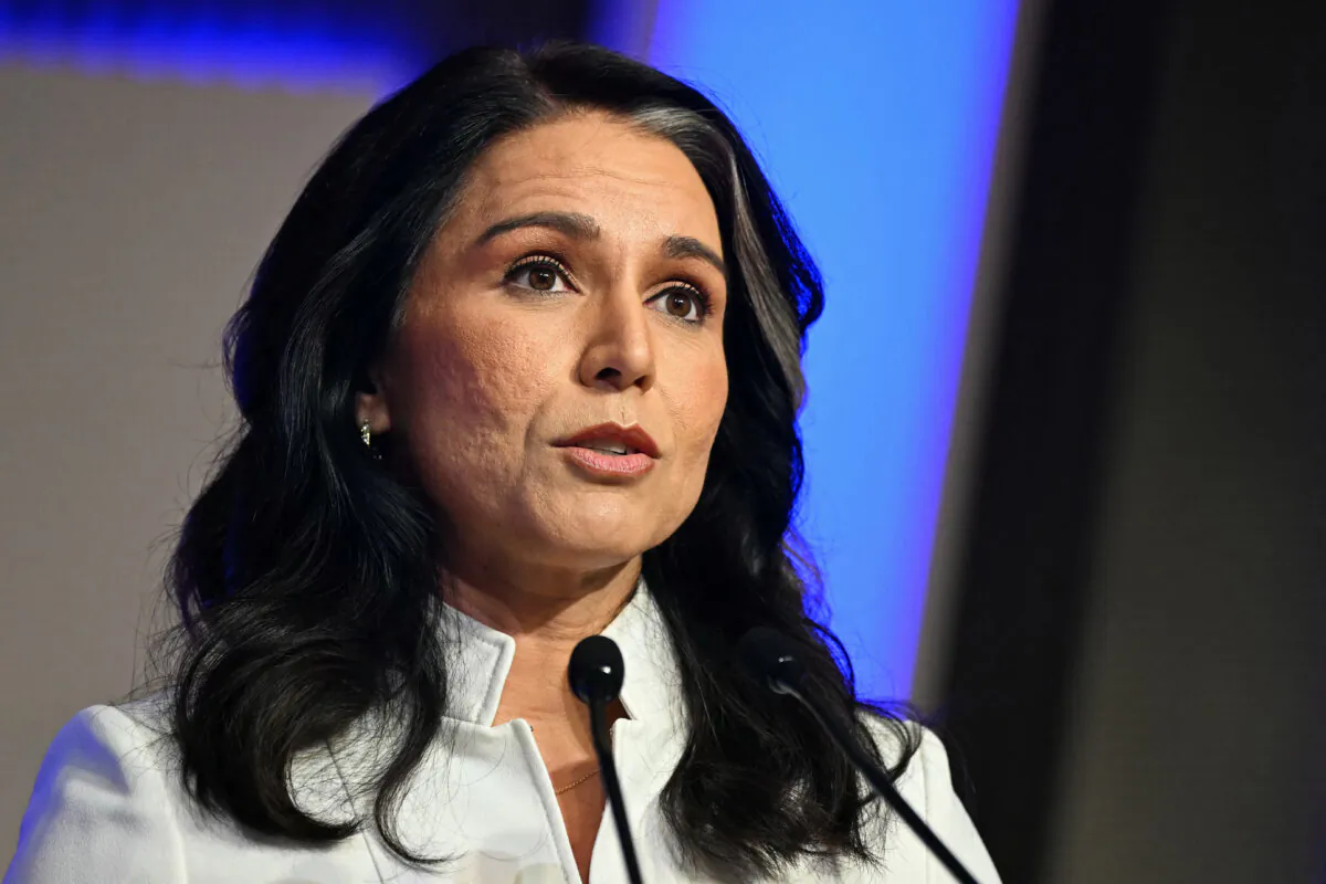 U.S. Director of National Intelligence Tulsi Gabbard speaks in New Delhi, India, on March 18, 2025. (Sajjad Hussain/AFP via Getty Images)