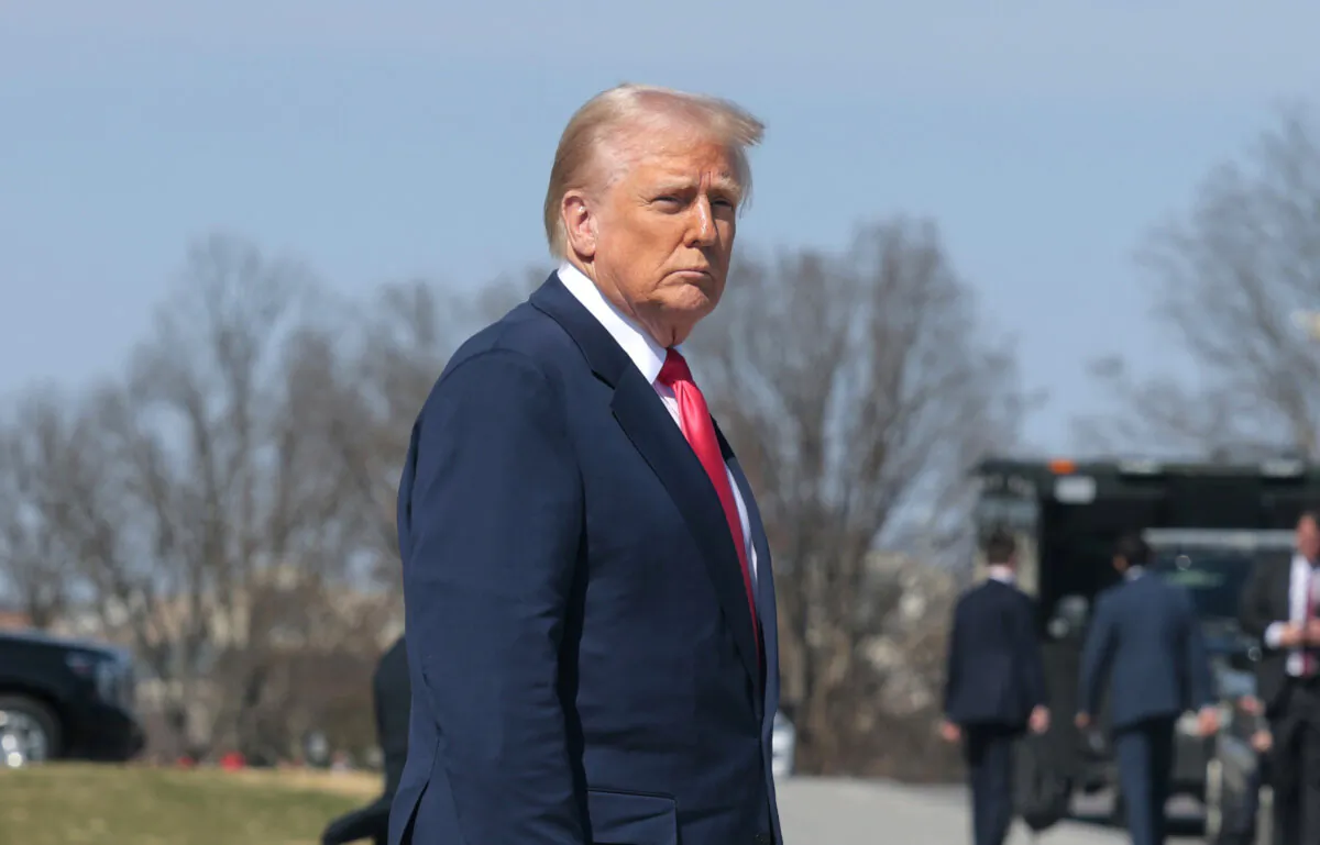 President Donald Trump departs the U.S. Capitol following a Friends of Ireland luncheon in Washington on March 12, 2025. (Anna Moneymaker/Getty Images)