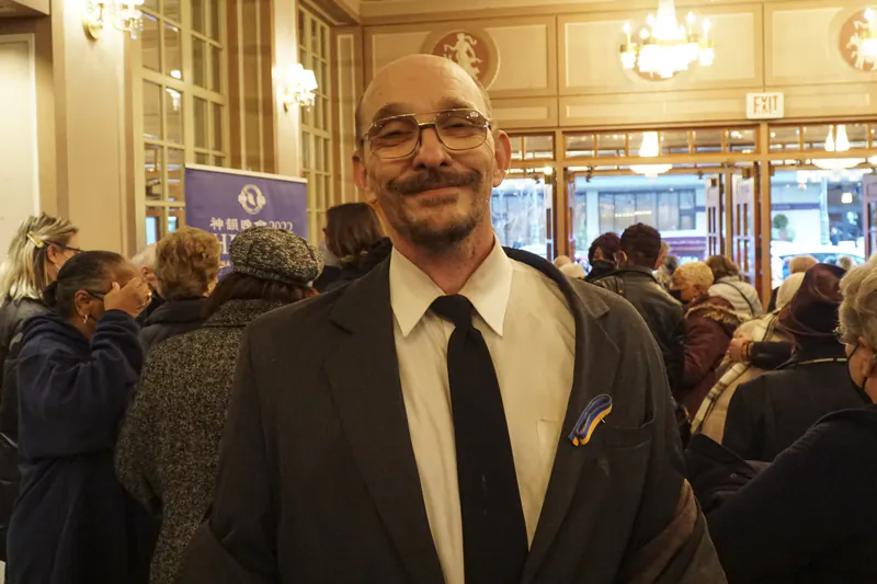 Mark Thomas, an assistant professor at La Salle University, attends a Shen Yun performance at the Merriam Theater in Philadelphia on Feb. 26, 2022. (Lily Sun/The Epoch Times)