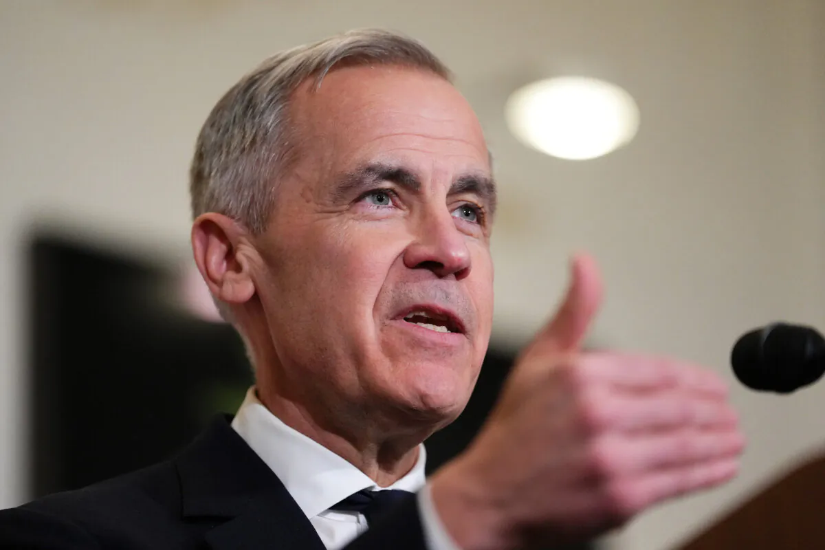 Prime Minister Mark Carney speaks to media during a press conference at Canada House, in London, on March 17, 2025. (The Canadian Press/Sean Kilpatrick) 