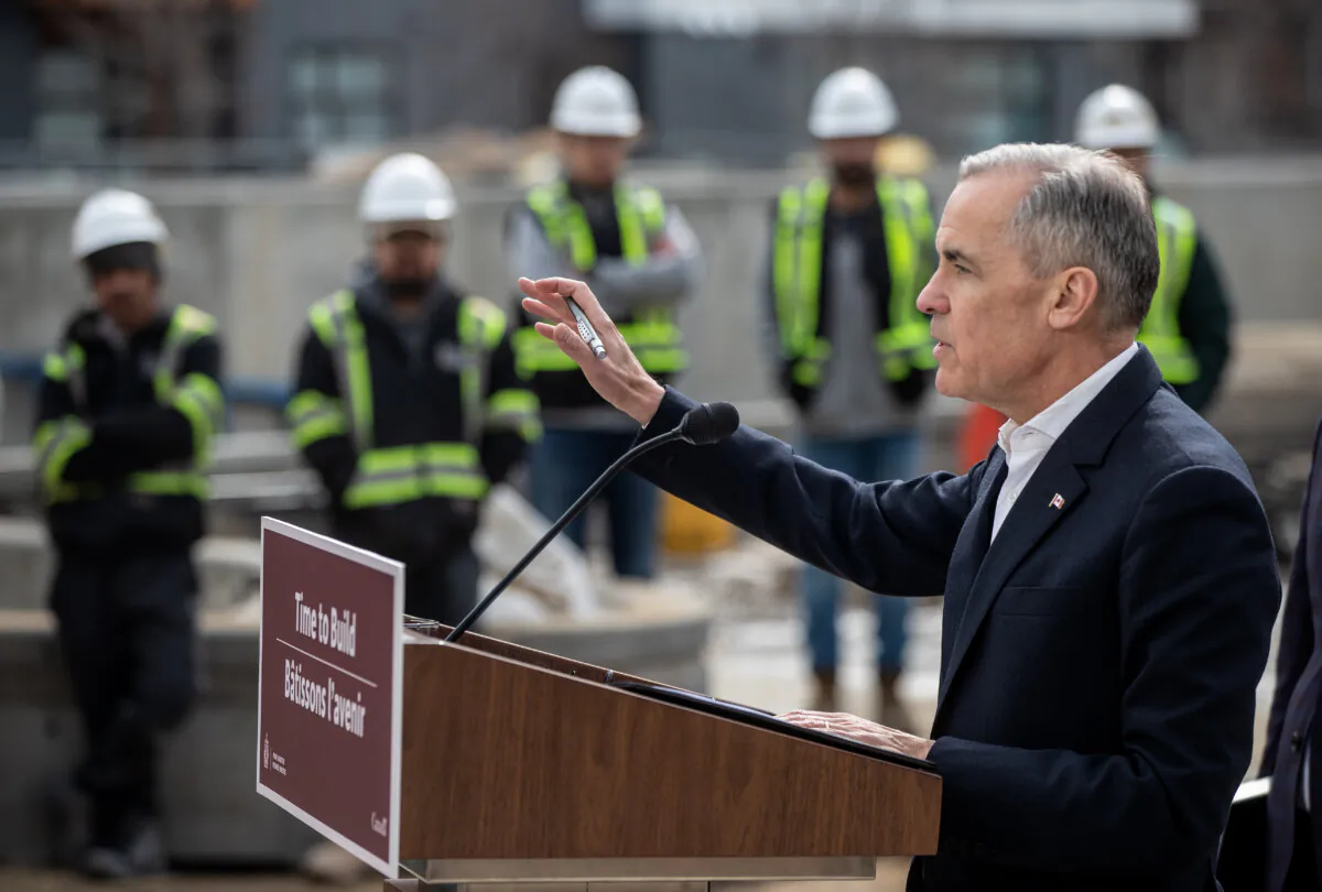 Liberal Leader Mark Carney announces funding for houses during a visit to Edmonton on March 20, 2025. (The Canadian Press/Jason Franson)