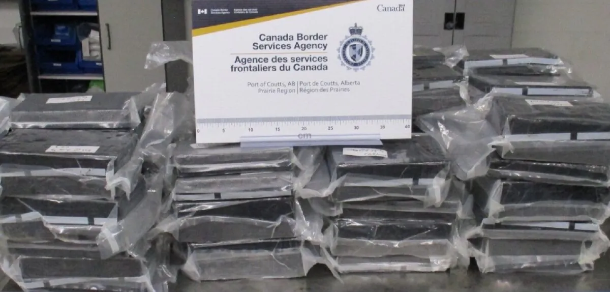 CBSA officers at Coutts port of entry seized 108 kilograms of cocaine on March 8, 2025. (CBSA handout photo)