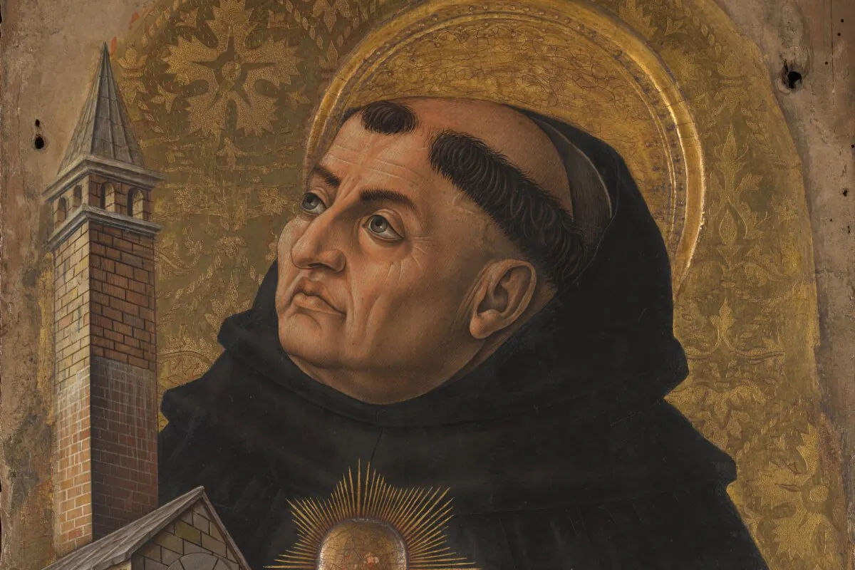 A painting of Saint Thomas Aquinas by Carlo Crivelli, 1476. (National Gallery, London, Public Domain)