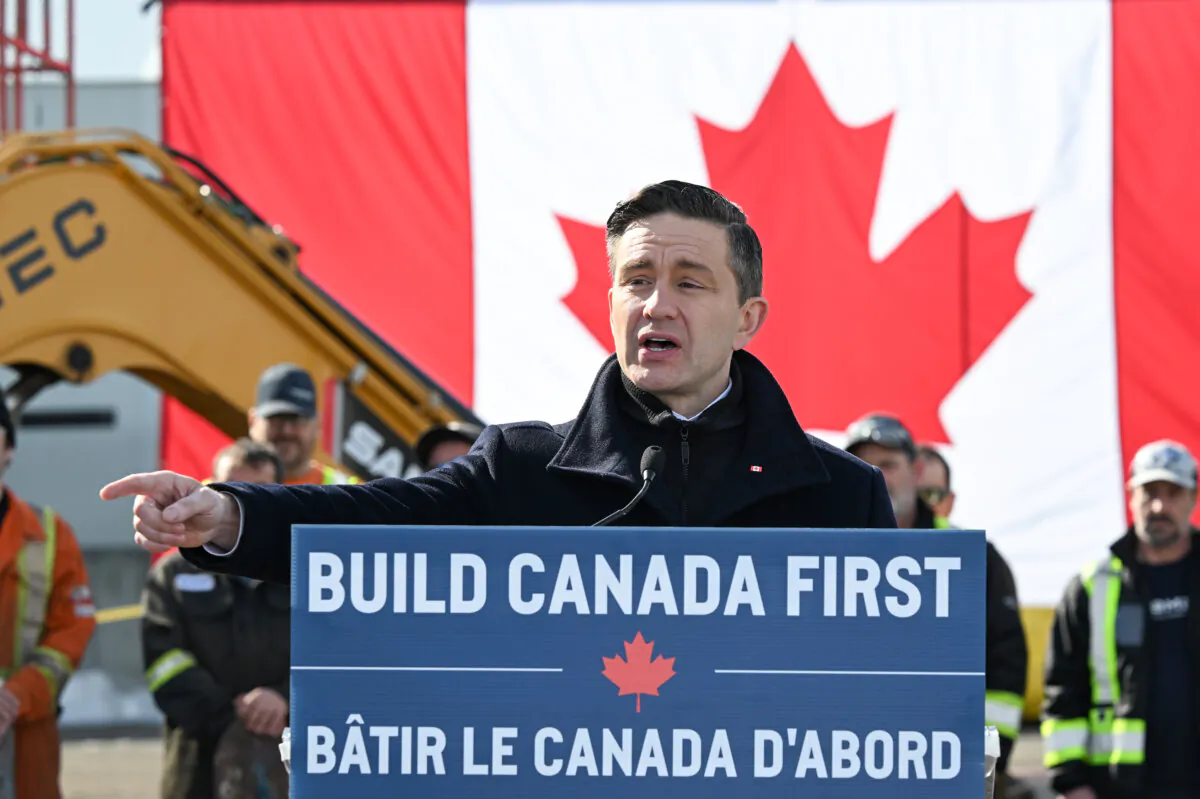 Conservative Leader Pierre Poilievre speaks at a news conference in Saguenay, Que., on March 20, 2025. (The Canadian Press/Jacques Boissinot) 