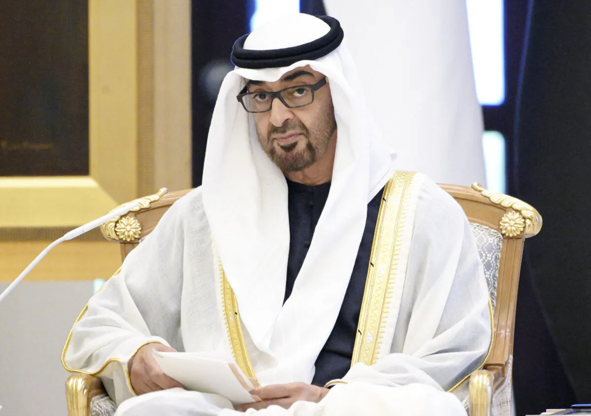 President of the United Arab Emirates Sheikh Mohamed bin Zayed Al Nahyan attending a meeting with Russia's President in Abu Dhabi on Dec. 6, 2023. (Alexey Nikolsky/AFP via Getty Images)