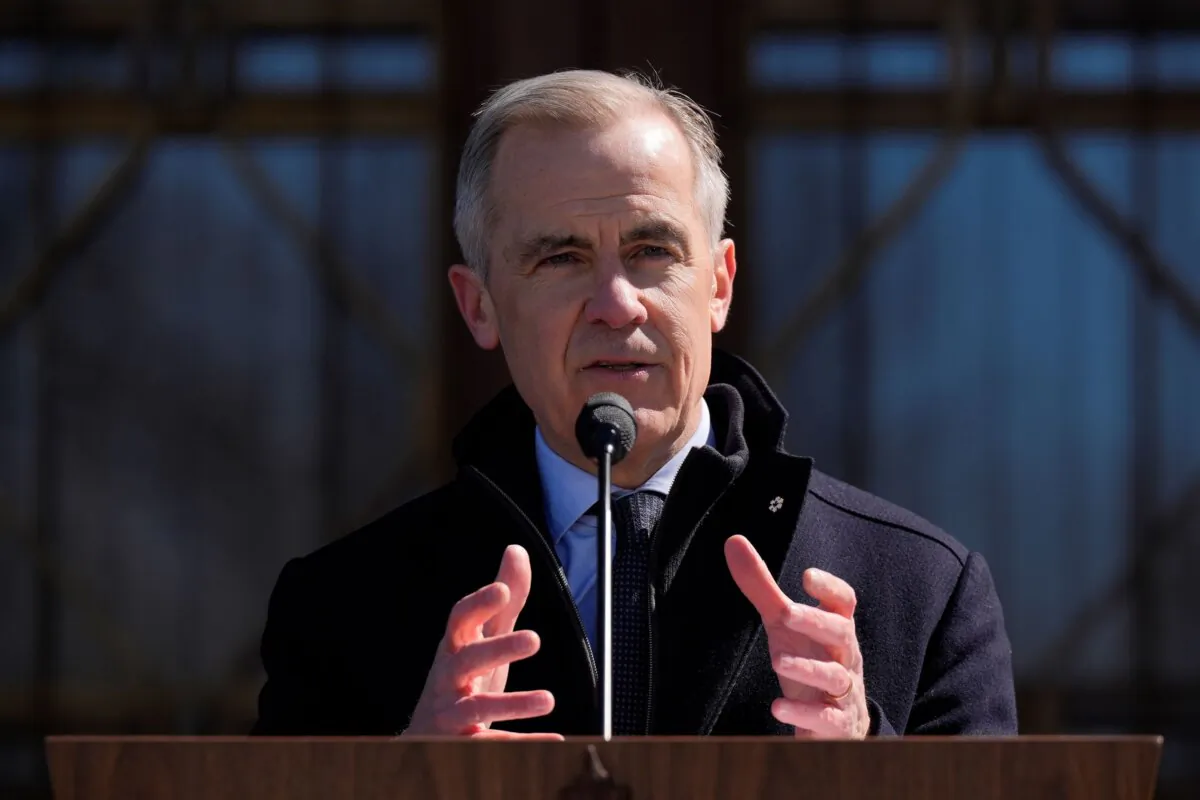 Liberal Leader Mark Carney speaks to media at Rideau Hall, where, as prime minister, he asked the governor general to dissolve Parliament and call an election, in Ottawa, on March 23, 2025. (The Canadian Press/Adrian Wyld)