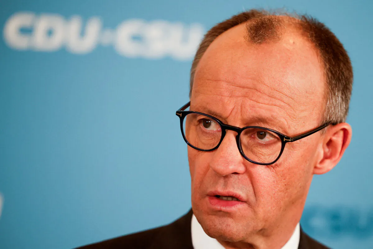 German Chancellor-in-waiting Friedrich Merz speaks to the media in Berlin on March 14, 2025. (Axel Schmidt/Reuters) 