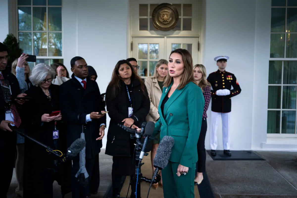 Alina Habba, counselor to President Donald Trump, makes a statement to the press outside the West Wing of the White House, after being appointed interim U.S. Attorney for New Jersey in Washington on March 24, 2025. (Brendan Smialowski/AFP via Getty Images)