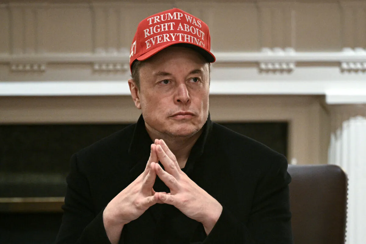Elon Musk looks on during a cabinet meeting hosted by President Donald Trump in the Cabinet Room of the White House in Washington on March 24, 2025. (Brendan Smialowski/AFP via Getty Images)