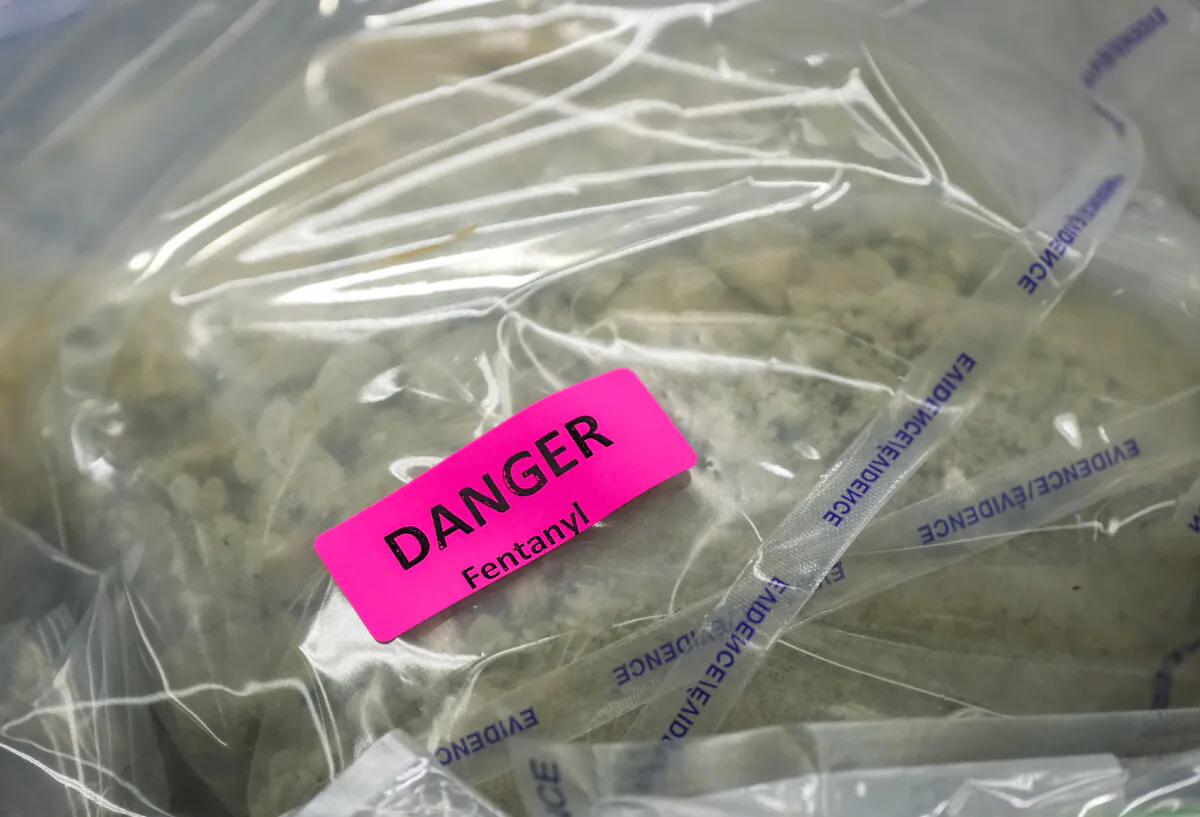 Seized fentanyl is displayed before a news conference at RCMP headquarters, in Surrey, B.C., on Oct. 31, 2024. (The Canadian Press/Darryl Dyck) 