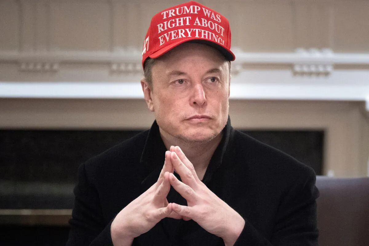 Elon Musk looks on during a Cabinet meeting in the Cabinet Room of the White House in Washington on March 24, 2025. (Brendan Smialowski/AFP via Getty Images)