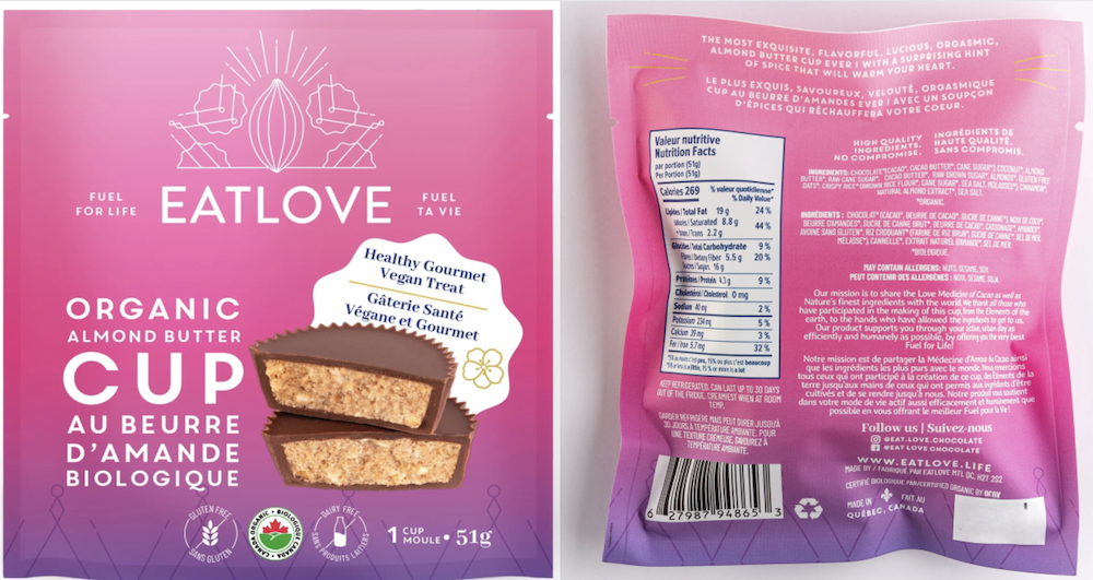 Eatlove Almond Butter Cups Recalled in Canada for Unlisted Peanuts  thumbnail