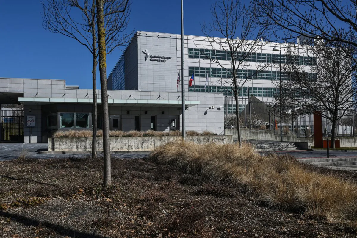The headquarters of Radio Free Europe/Radio Liberty in Prague, Czech Republic, on March 18, 2025. (Michal Cizek/AFP via Getty Images)