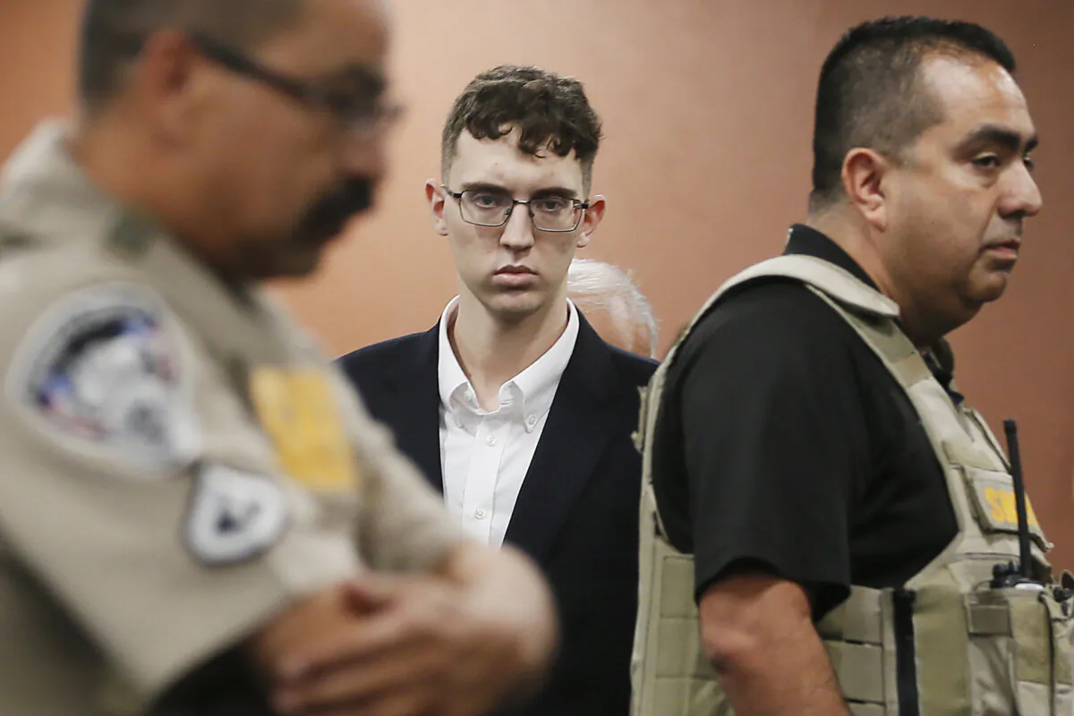 El Paso Walmart shooting suspect Patrick Crusius pleads not guilty during his arraignment in El Paso, Texas, on Oct. 10, 2019. (Briana Sanchez/El Paso Times via AP, Pool)