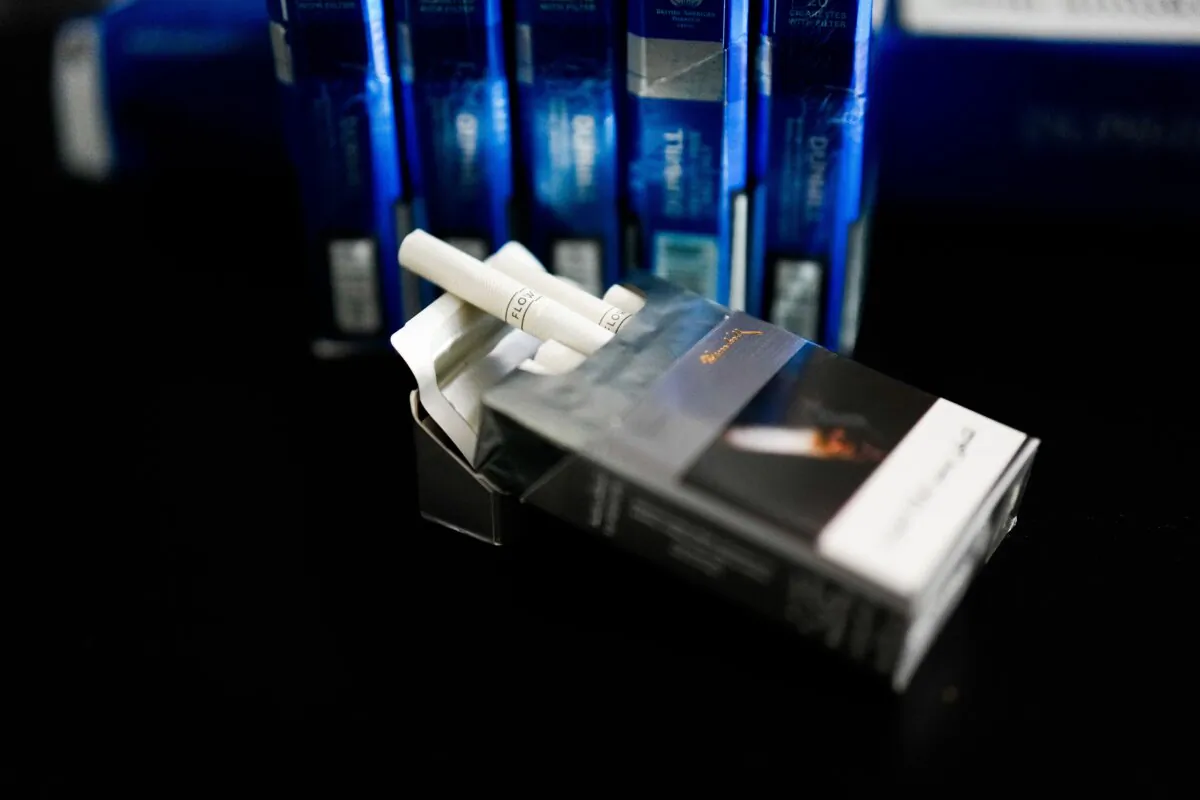 A photo illustration of black market cigarettes displayed in Melbourne, Australia on March 26, 2025. (Asanka Ratnayake/Getty Images)