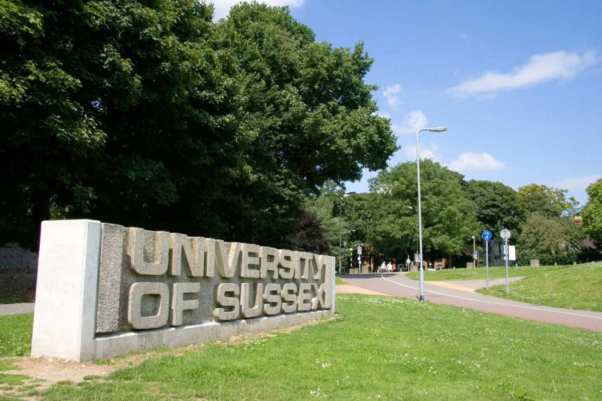The campus entrance of the University of Sussex in Falmer, Brighton, England, in 2007. (Alamy/PA)