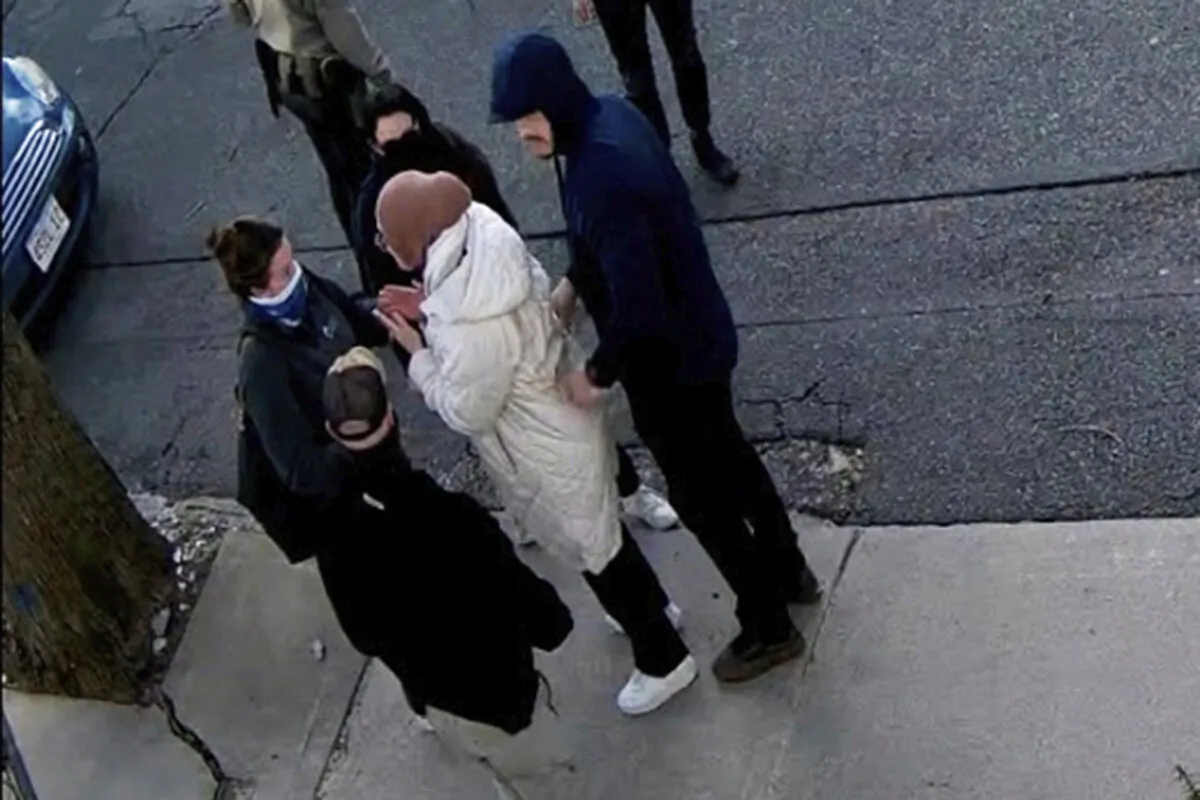 Rumeysa Ozturk, a 30-year-old doctoral student at Tufts University, is detained by Department of Homeland Security agents on a street in Sommerville, Mass., on March 26, 2025. (AP Photo)