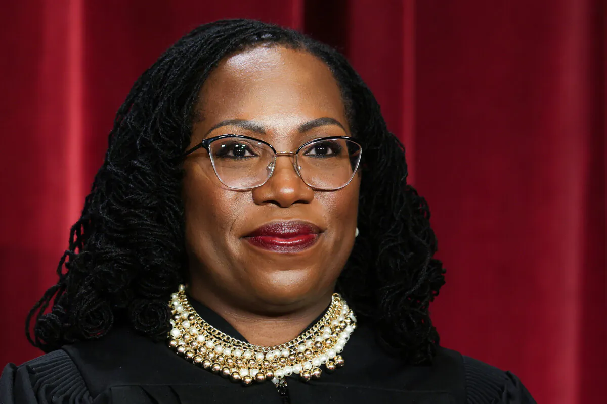 U.S. Supreme Court Justice Ketanji Brown Jackson poses for an official portrait in Washington on Oct. 7, 2022. (Alex Wong/Getty Images)