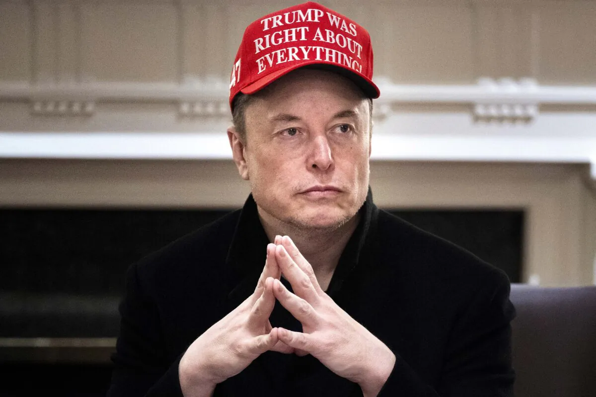 Elon Musk looks on during a Cabinet Meeting in the Cabinet Room of the White House on March 24, 2025. (Brendan SmialowskiI/AFP via Getty Images)
