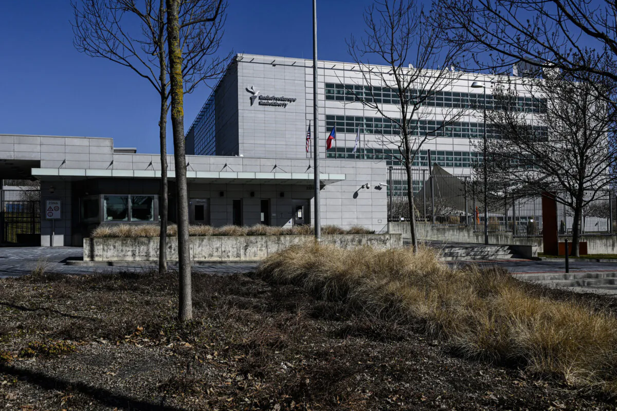 The headquarters of Radio Free Europe/Radio Liberty in Prague, Czech Republic, on March 18, 2025. (Michal Cizek/AFP via Getty Images)
