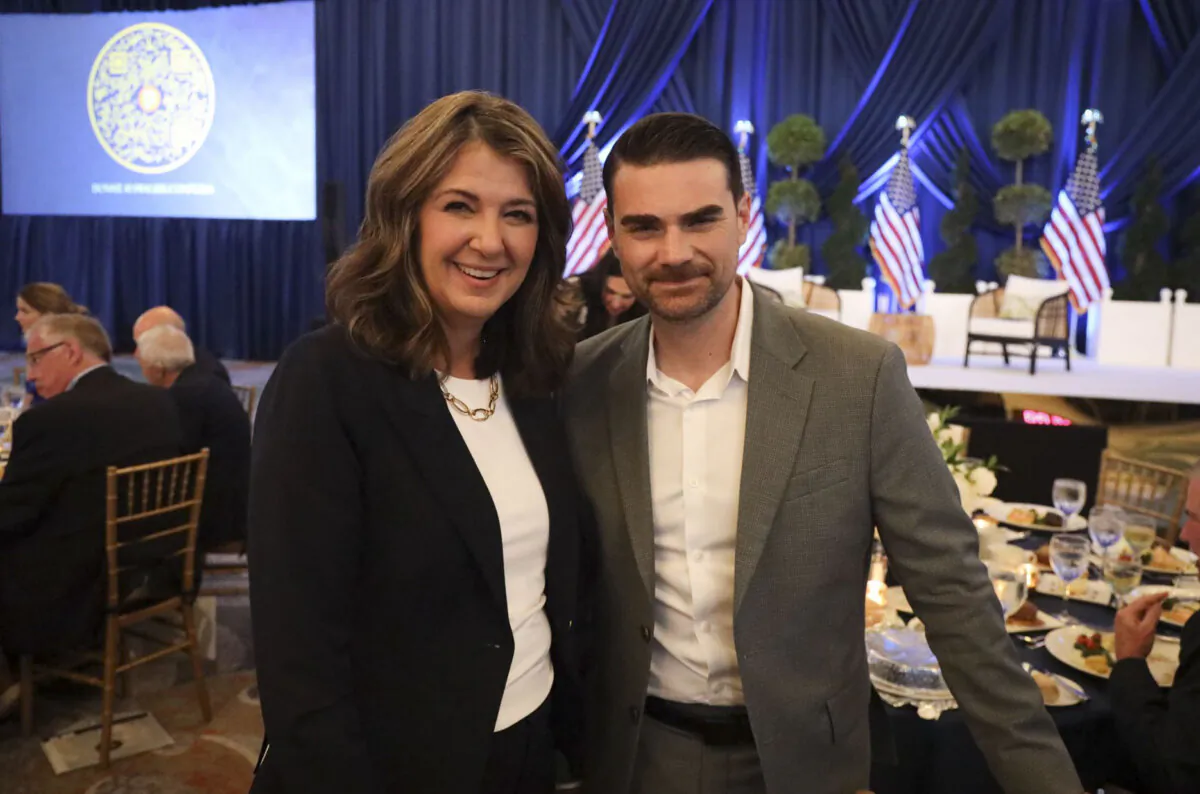 Alberta Premier Danielle Smith with U.S. media personality Ben Shapiro at the PragerU 2025 East Coast Gala in Florida on March 27, 2025. (Office of the Premier)
