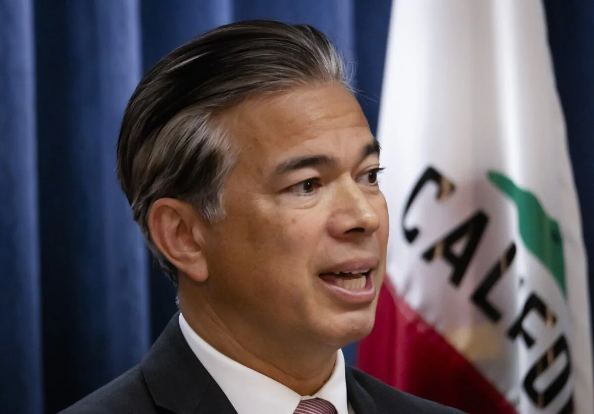 California Attorney General Rob Bonta speaks in Los Angeles on April 15, 2024. (John Fredricks/The Epoch Times)