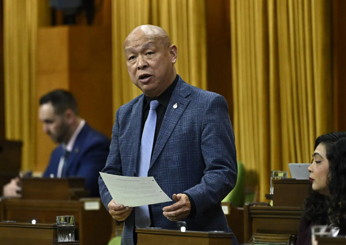Then-Liberal MP and parliamentary secretary to the minister of immigration, refugees, and citizenship Paul Chiang rises during Question Period in the House of Commons on Parliament Hill in Ottawa on March 22, 2024. (The Canadian Press/Justin Tang)