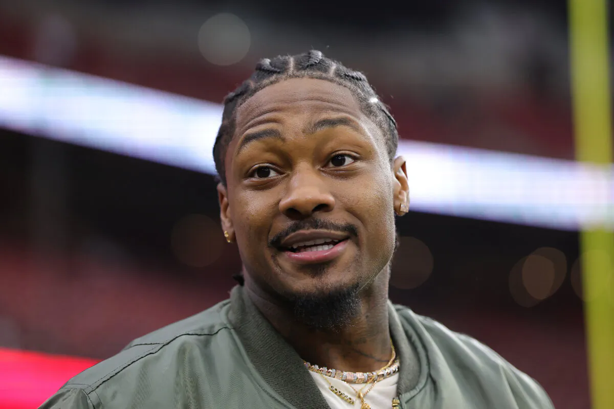 Stefon Diggs (1) of the Houston Texans looks on from the sidelines prior to the game against the Baltimore Ravens at NRG Stadium in Houston, Texas, on Dec. 25, 2024. (Alex Slitz/Getty Images)