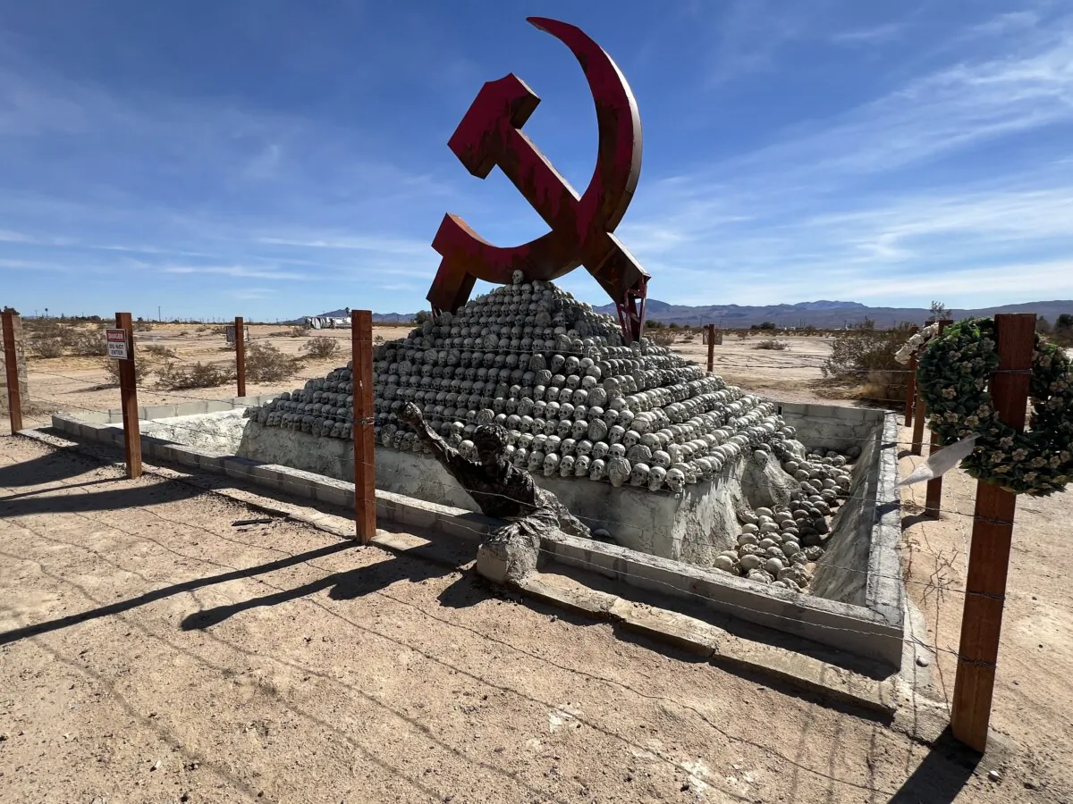 Monument for Victims of Communism at Liberty Sculpture Park in Yermo, Calif., on Feb. 15, 2025. (Brad Jones/The Epoch Times)