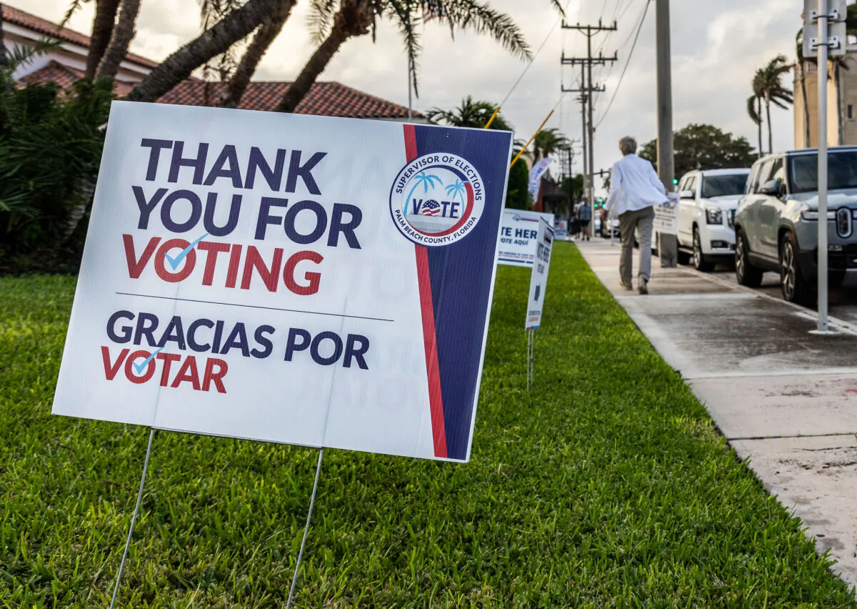 Voters take to the polls in Palm Beach, Fla., on Nov. 5, 2024. (John Fredricks/The Epoch Times)