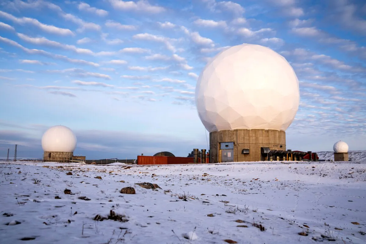 Pituffik Space Base, formerly Thule Air Base, with the domes of the Thule Tracking Station in northern Greenland on Oct. 4, 2023. (Thomas Traasdahl/Ritzau Scanpix/AFP via Getty Images)