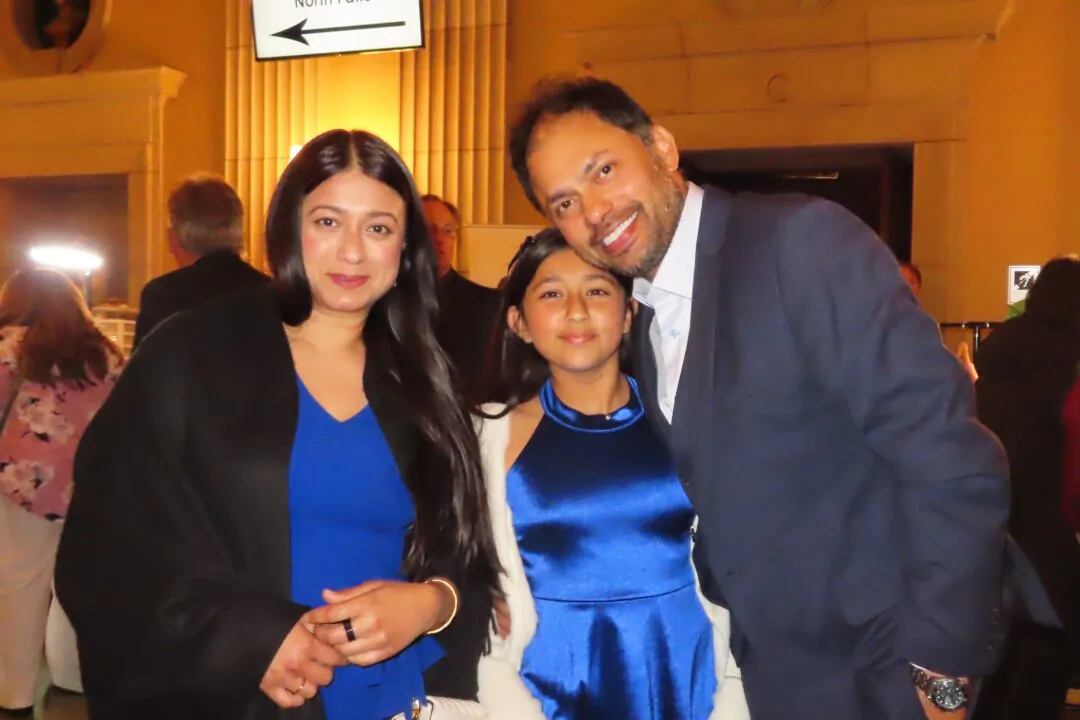 (L-R) Sherry Kazmi, Xenia Ahmed, and Shabbir Ahmed enjoyed Shen Yun Performing Arts at Bridges Auditorium, in Claremont, Calif., on March 29, 2025. (Alice Sun/The Epoch Times)